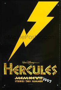 3p348 HERCULES DS Advance black style one-sheet '97 Walt Disney cartoon, cool lightning design!