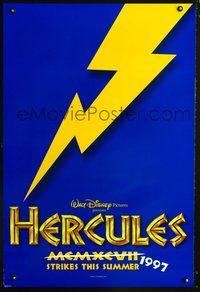 3p346 HERCULES DS Advance blue style one-sheet '97 Walt Disney cartoon, cool lightning design!