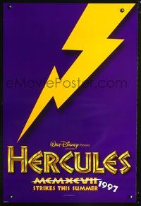 3p345 HERCULES DS advance Purple Style one-sheet '97 Walt Disney cartoon, cool lightning design!