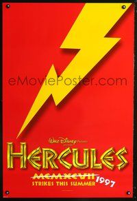 3p344 HERCULES DS advance red style one-sheet poster '97 Walt Disney cartoon, cool lightning design!