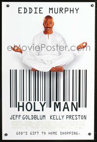 3p352 HOLY MAN DS one-sheet '98 Stephen Herek, great image of Eddie Murphy meditating on barcode!