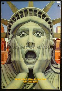 3p353 HOME ALONE 2 DS teaser 1sh '92 wacky art of the Statue of Liberty!