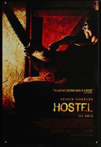 3p357 HOSTEL DS advance one-sheet movie poster '05 Eli Roth gore-fest, creepy chainsaw image!