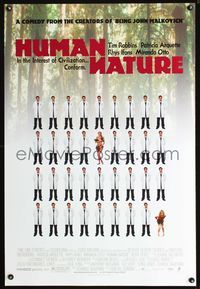 3p363 HUMAN NATURE DS one-sheet '01 Michel Gondry, Tim Robbins, sexy Patricia Arquette w/leaves!