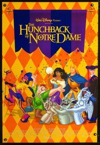 3p368 HUNCHBACK OF NOTRE DAME int'l DS 1sh '96 Walt Disney cartoon, cool checkerboard art!