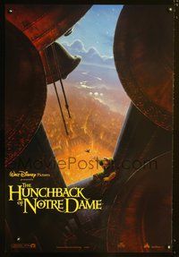 3p366 HUNCHBACK OF NOTRE DAME int'l DS 1sh '96 Walt Disney cartoon, cool bell tower art!