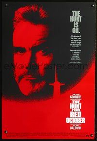 3p369 HUNT FOR RED OCTOBER DS int'l one-sheet '90 Russian military submarine captain Sean Connery!