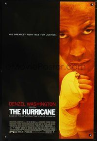 3p371 HURRICANE DS one-sheet movie poster '99 great close-up of boxer Denzel Washington!