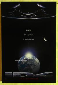 3p378 INDEPENDENCE DAY style A teaser one-sheet '96 great image of enormous alien ship over Earth!