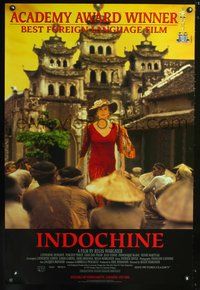 3p381 INDOCHINE video one-sheet movie poster '92 great image of sexy Catherine Deneuve red dress!