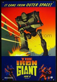 3p382 IRON GIANT DS advance one-sheet poster '99 animated modern classic, cool cartoon robot image!