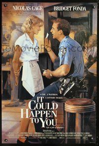 3p385 IT COULD HAPPEN TO YOU one-sheet poster '94 great image of Nicolas Cage & sexy Bridget Fonda!