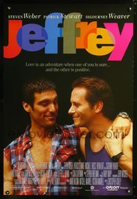 3p394 JEFFREY one-sheet movie poster '95 Steven Weber hugs Michael T. Weiss!