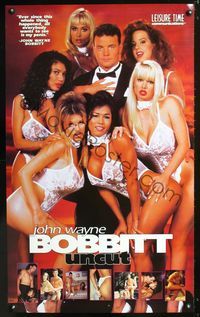 3p395 JOHN WAYNE BOBBIT UNCUT video one-sheet '94 John Wayne Bobbitt surrounded by sexy babes!