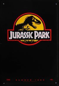 3p399 JURASSIC PARK DS teaser 1sh '93 Steven Spielberg, Richard Attenborough re-creates dinosaurs!