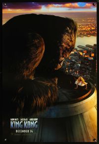 3p405 KING KONG DS teaser 1sh '05 Naomi Watts on top of building w/giant ape!