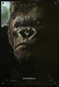 3p406 KING KONG DS teaser one-sheet poster '05 Peter Jackson remake, close-up image of angry Kong!