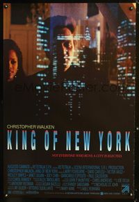 3p407 KING OF NEW YORK 1sheet '90 cool reflection of Christopher Walken, directed by Abel Ferrara!