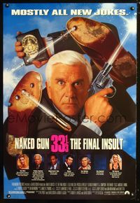 3p524 NAKED GUN 33 1/3 DS one-sheet '94 Priscilla Presley, Anna Nicole Smith & wacky Leslie Nielsen!