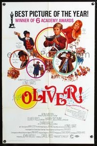 3r642 OLIVER one-sheet '69 Charles Dickens, Mark Lester, Shani Wallis, Carol Reed, Terpning art!