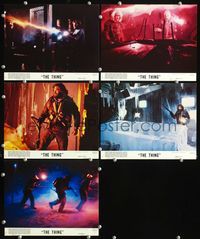 3s697 THING 5 8x10 mini movie lobby cards '82 John Carpenter, Kurt Russell fighting monster in four!