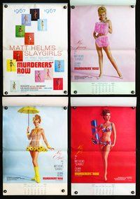 3w109 MURDERERS' ROW CALENDAR calendar '67 incredibly sexy full-length Slaygirl portraits!