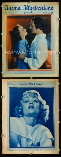 3w121 CINEMA ILLUSTRAZIONE GENNAIO '34 Italian magazine '34 full-color Greta Garbo & John Gilbert!