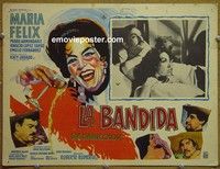 3w234 BANDIT Mexican lobby card '63 Maria Felix, Pedro Armendariz, wild art of woman w/champagne!