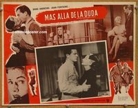 3w252 BEYOND A REASONABLE DOUBT Mexican LC '56 Fritz Lang noir, Dana Andrews & Joan Fontaine!