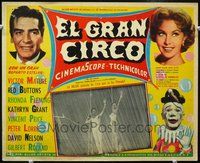 3w255 BIG CIRCUS Mexican movie lobby card '59 Victor Mature, Red Buttons