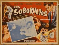 3w256 BIG HEAT Mexican movie lobby card R50s Glenn Ford, Gloria Grahame, cool film noir art!