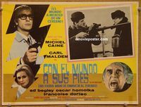 3w257 BILLION DOLLAR BRAIN Mexican lobby card '67 close-up of Michael Caine w/pistol, Karl Malden!