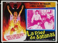 3w269 BLOOD ON SATAN'S CLAW Mexican lobby card '71 cool artwork of demon & sexy near-naked girl!