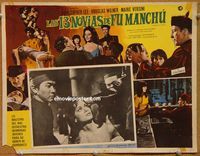 3w282 BRIDES OF FU MANCHU Mexican movie lobby card '66 images of Asian villain Christopher Lee!