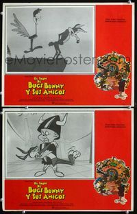 3w186 BUGS BUNNY & ROAD RUNNER MOVIE 2 Mexican LCs '80 great images of Bugs & Wile E. Coyote!