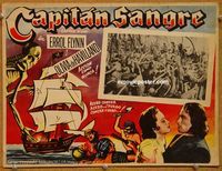 3w295 CAPTAIN BLOOD Mexican movie lobby card R50s Errol Flynn, Olivia de Havilland