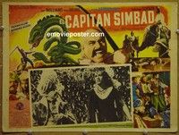 3w297 CAPTAIN SINDBAD Mexican movie lobby card '63 Guy Williams, cool image of sheik!