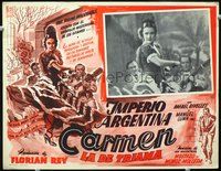 3w299 CARMEN, LA DE TRIANA Mexican lobby card R50s Rafael Rivelles, great image of flamenco dancer!