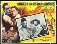 3w301 CASABLANCA Mexican LC R50s great image of Humphrey Bogart & Ingrid Bergman, Greenstreet!