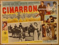 3w315 CIMARRON Mexican movie lobby card '60 Anthony Mann, Glenn Ford, Maria Schell, cool artwork!