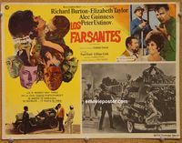 3w323 COMEDIANS Mexican LC '67 art of Richard Burton, Elizabeth Taylor, Alec Guinness & Ustinov!