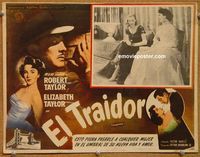 3w326 CONSPIRATOR Mexican LC '49 art of English spy Robert Taylor & sexy young Elizabeth Taylor!