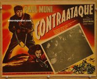 3w331 COUNTER-ATTACK Mexican lobby card R50s Paul Muni & Marguerite Chapman fight the Nazis in WWII!