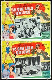 3w187 DAMN YANKEES 2 Mexican movie lobby cards '58 baseball, sexy full-length Gwen Verdon!