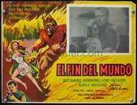 3w349 DAY THE WORLD ENDED signed Mexican lobby card '56 by Lori Nelson, Roger Corman, wacky monster!