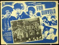 3w357 DEVIL'S BROTHER Mexican movie lobby card R70s Hal Roach, Laurel & Hardy sit on the ground!