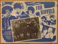 3w356 DEVIL'S BROTHER Mexican movie lobby card R70s Hal Roach, Laurel & Hardy on horseback!