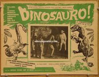 3w363 DINOSAURUS Mexican lobby card '60 great artwork of battling prehistoric T-rex & Brontosaurus!