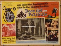 3w364 DIRTY DOZEN Mexican movie lobby card '67 Telly Savalas, Lee Marvin, cool grenade art!