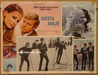 3w371 DOWNHILL RACER Mexican lobby card '69 Robert Redford, Camilla Sparv, great skiing images!